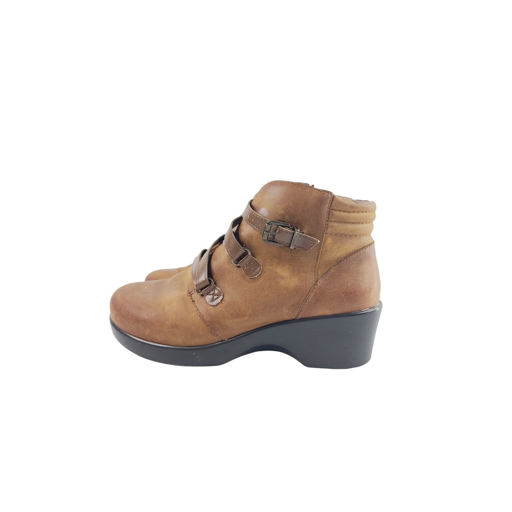 Alegria SoftWalk Durable Leather Buckle Strap Casual  Boots Women Size 38 Brown.